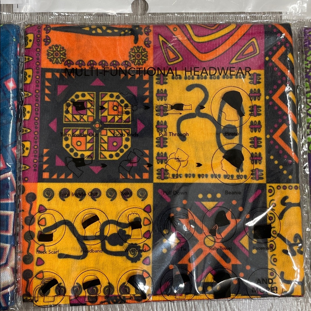 NWT Set of 6 Assorted Patterned Multi Functional Headwear Polyester Microfiber - Picture 6 of 8
